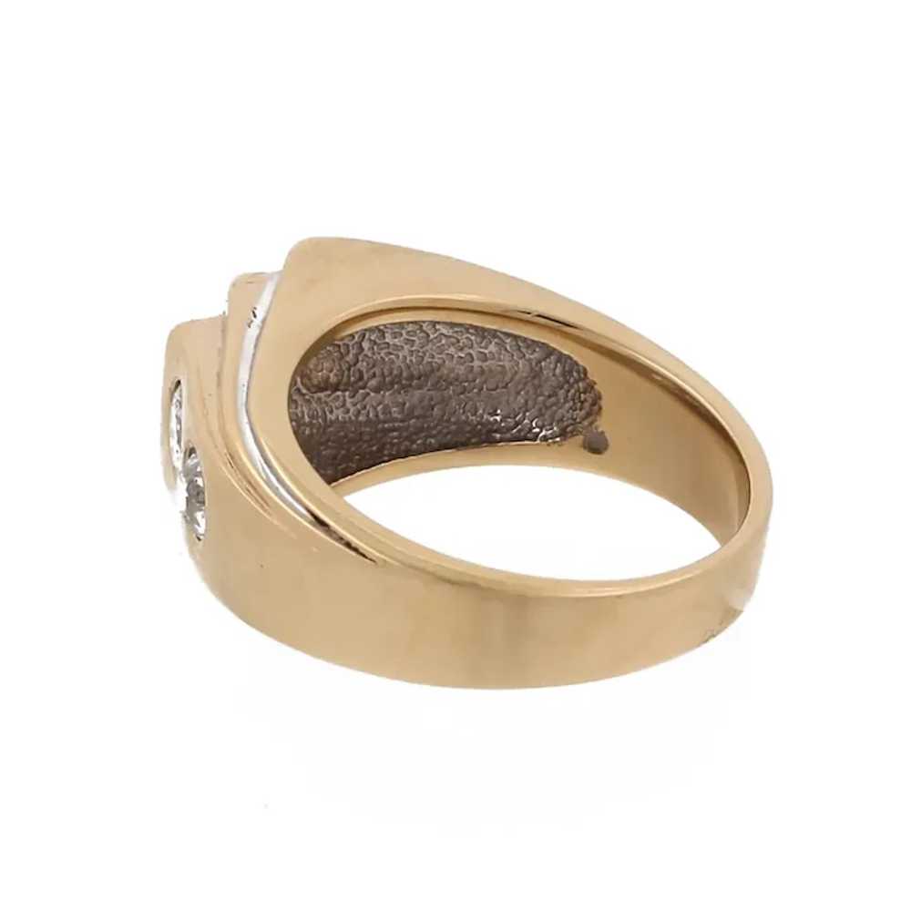 Men's 2-Stone Diamond Ring 14K Two-Tone Gold Ribb… - image 3