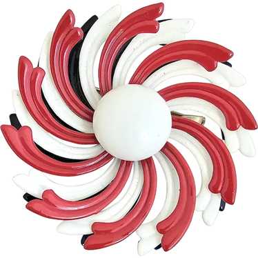 Vintage Patriotic Red White Blue Enamel Pinwheel … - image 1