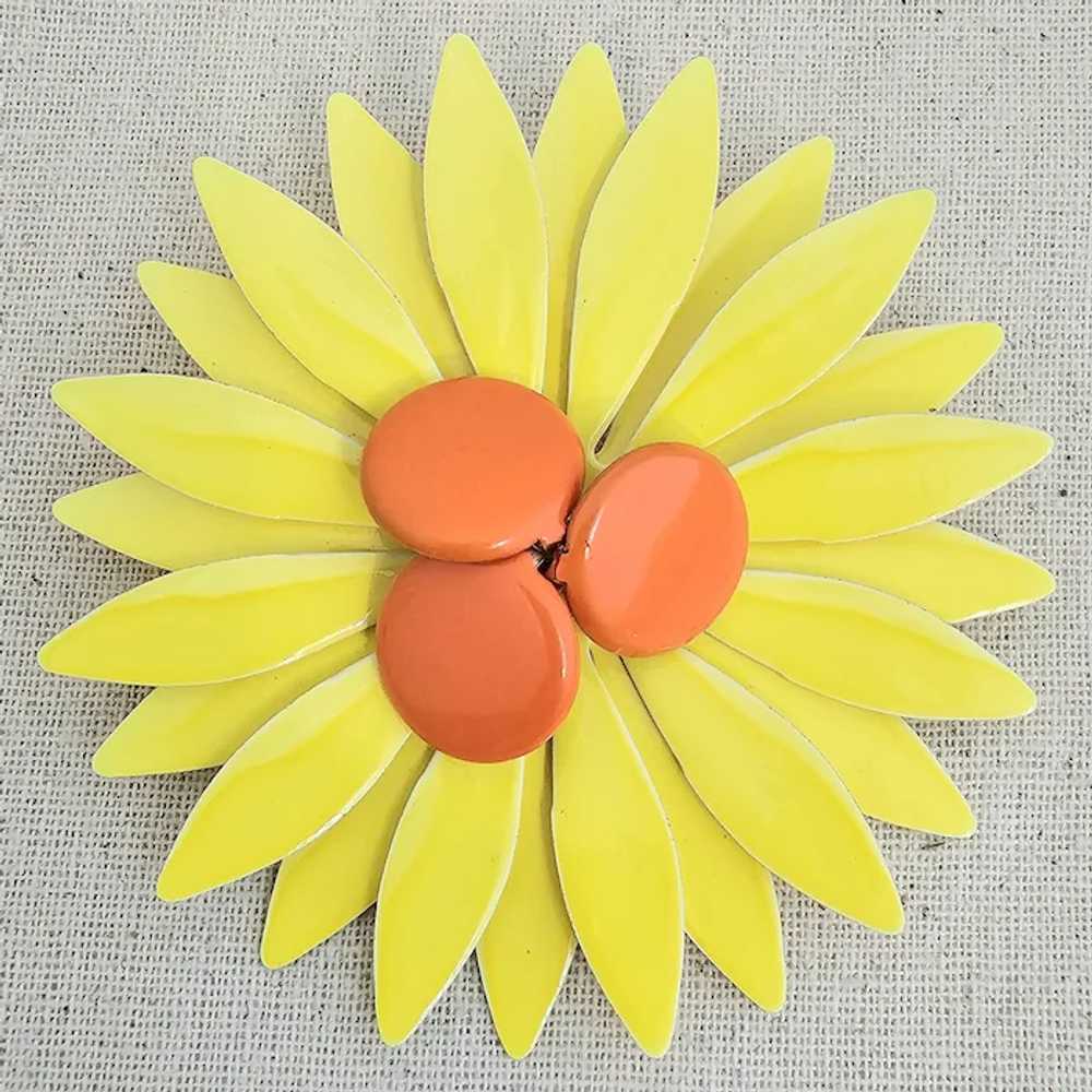 Fabulous Huge Vintage CAPRI Yellow Orange Enamel … - image 3