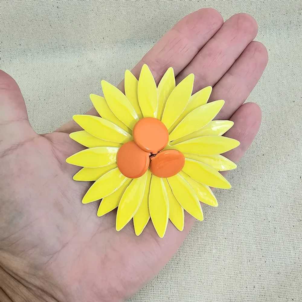 Fabulous Huge Vintage CAPRI Yellow Orange Enamel … - image 8