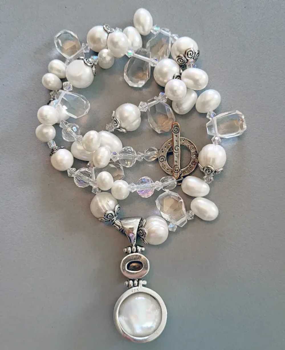 Cut Crystals, Pearls and Sterling Necklace Luxuri… - image 7