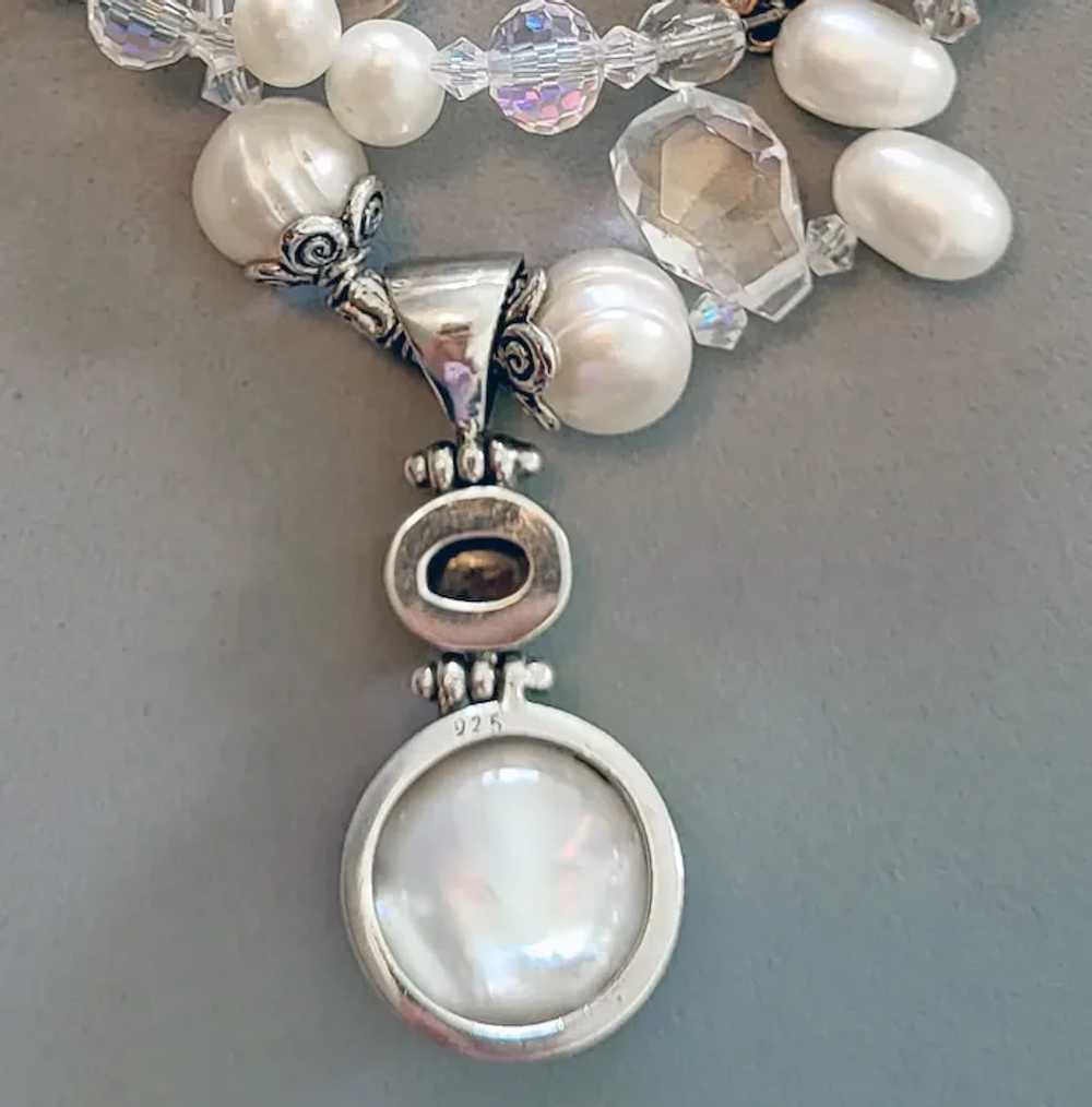 Cut Crystals, Pearls and Sterling Necklace Luxuri… - image 8