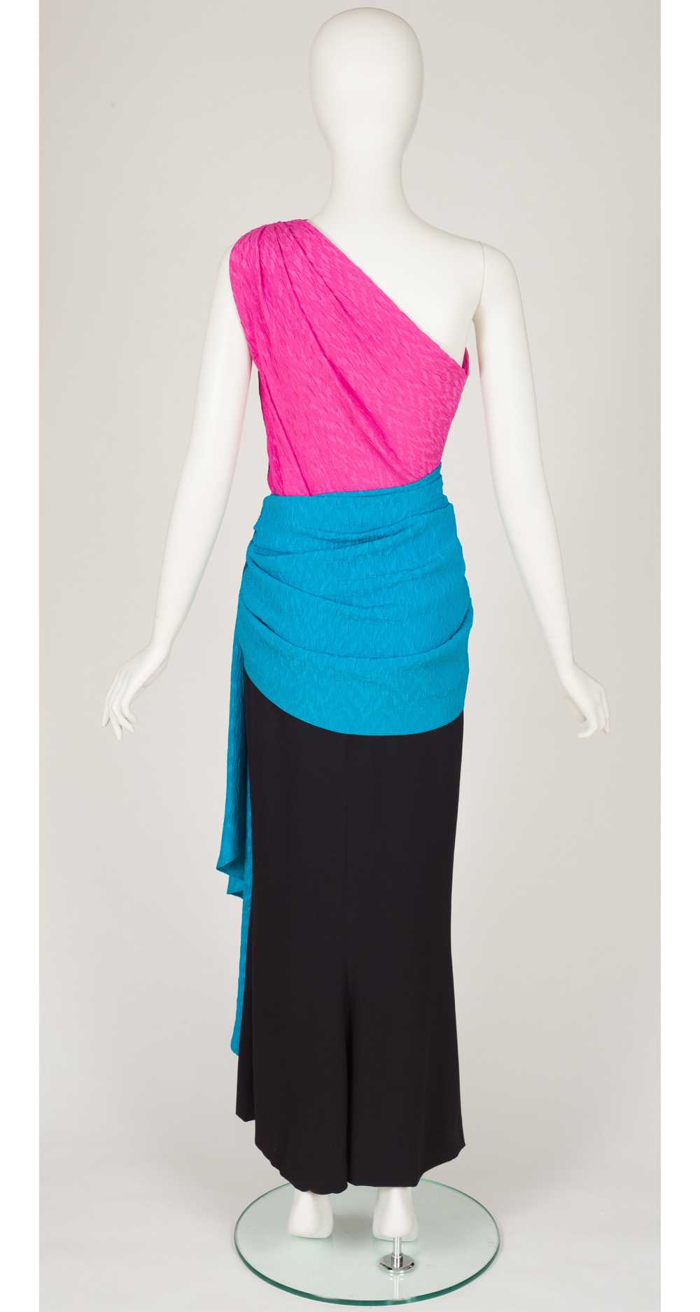 Yves Saint Laurent 1985 S/S Color-Block Silk One-… - image 3