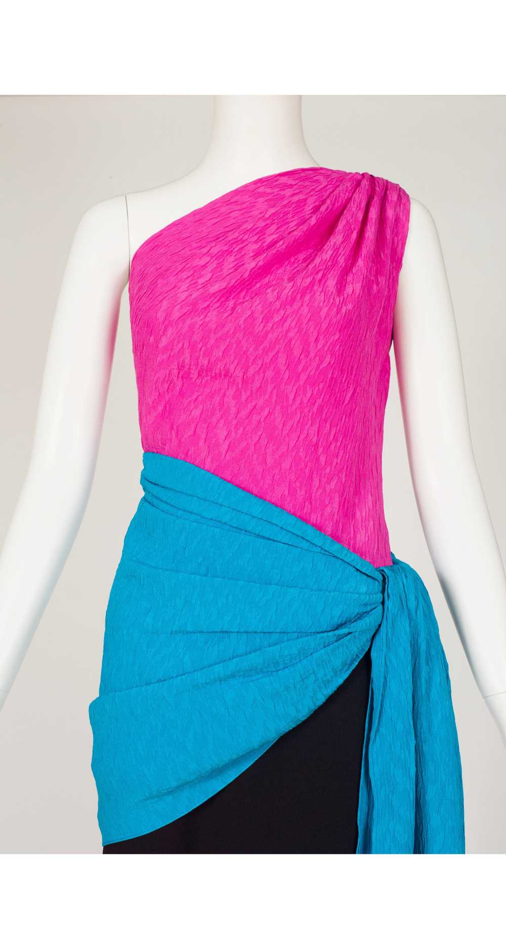 Yves Saint Laurent 1985 S/S Color-Block Silk One-… - image 5