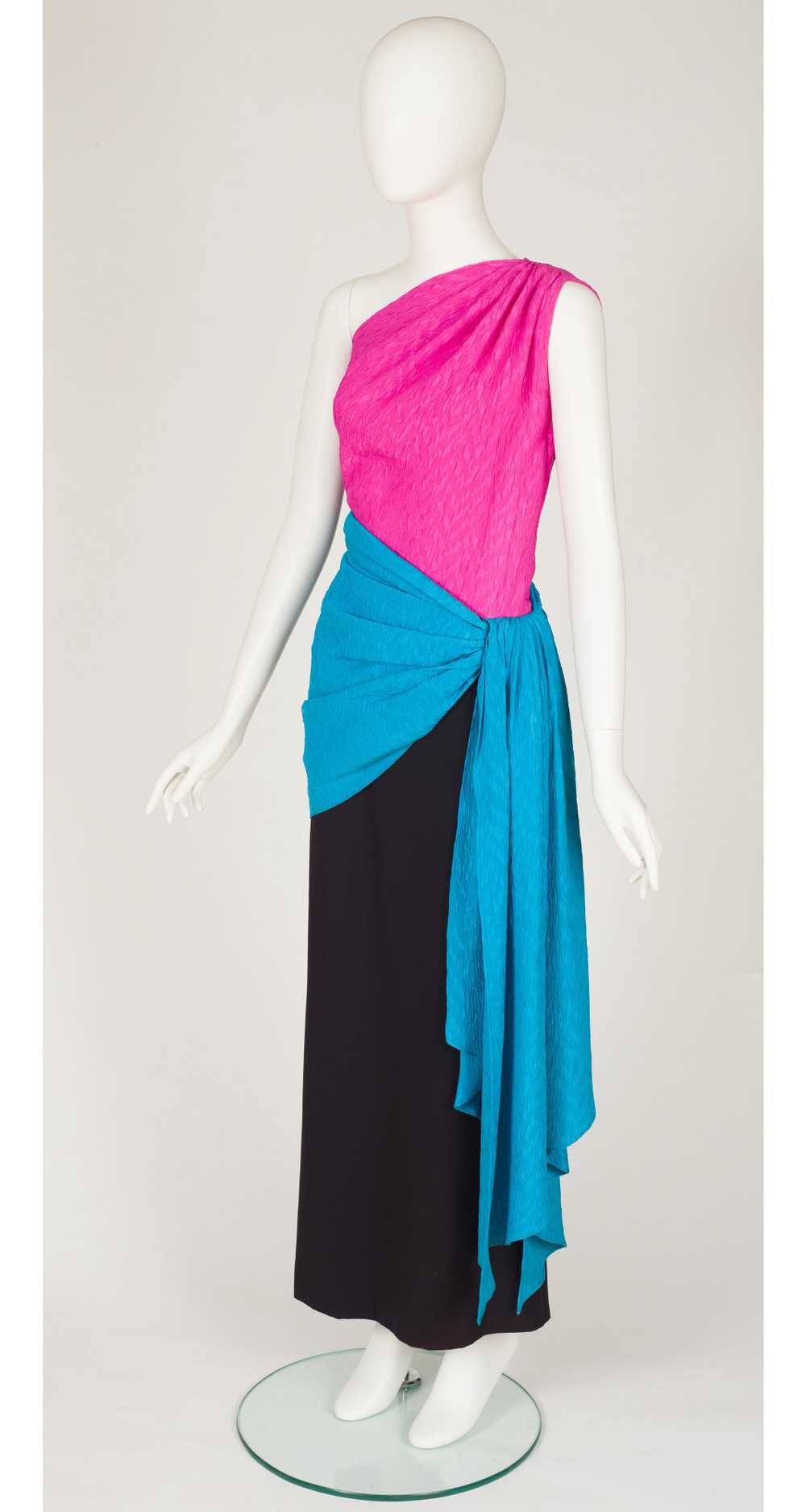 Yves Saint Laurent 1985 S/S Color-Block Silk One-… - image 6