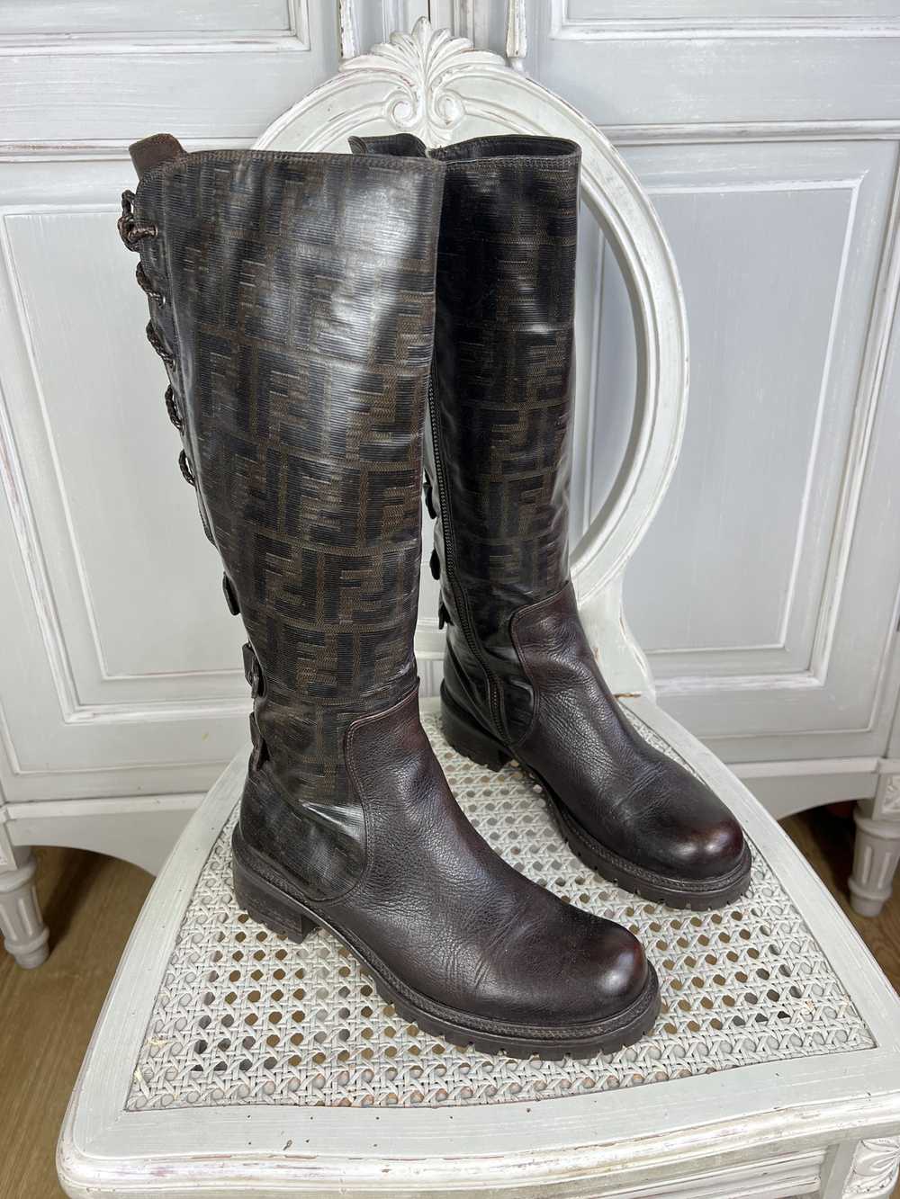 Fendi VINTAGE FENDI FF ZUCCA MONOGRAM BOOTS - image 4