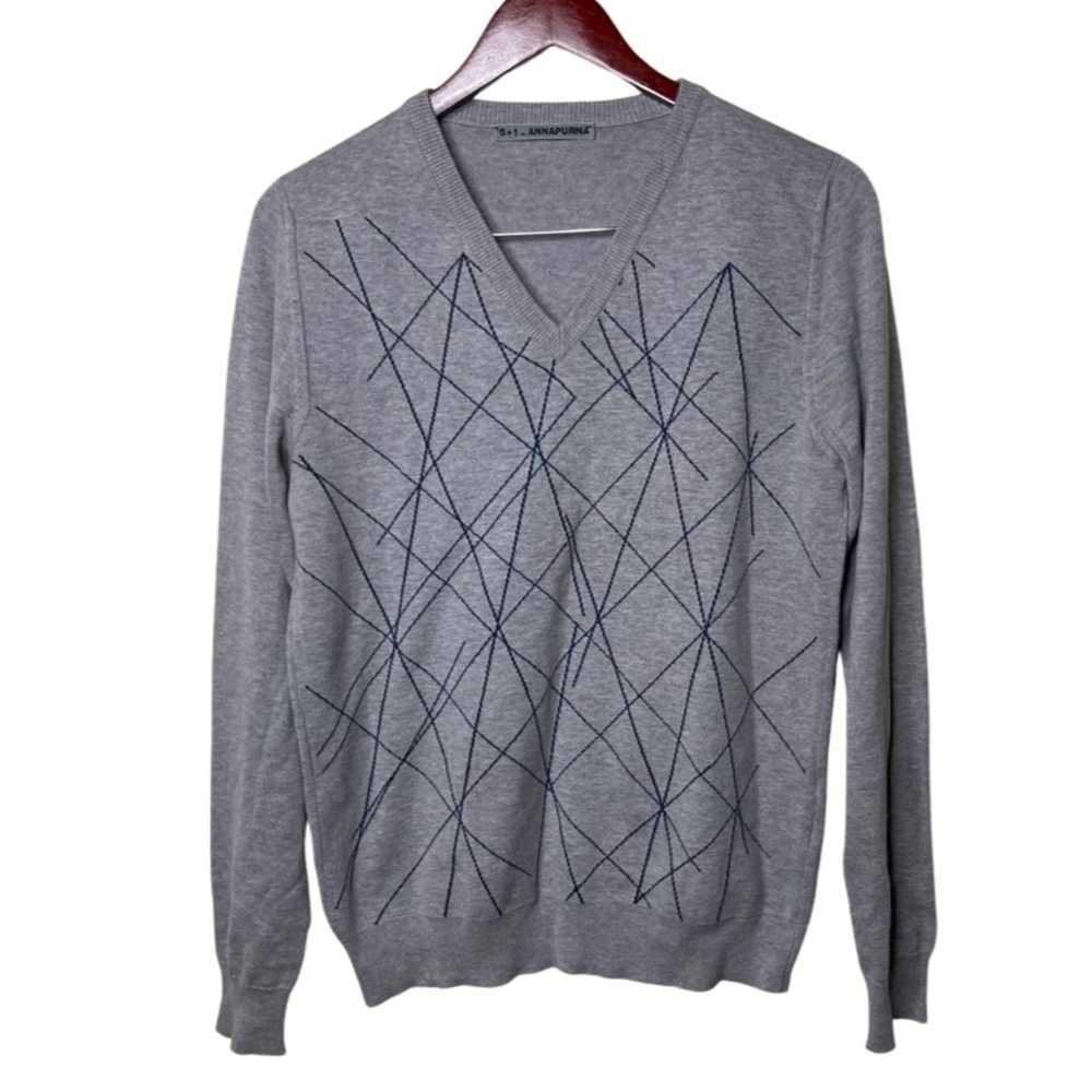 Other 5+1 Annapurna grey men V neck knit top with… - image 1