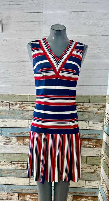 60’s Multicolor Stripes Nautical Non Sleeve Dress 