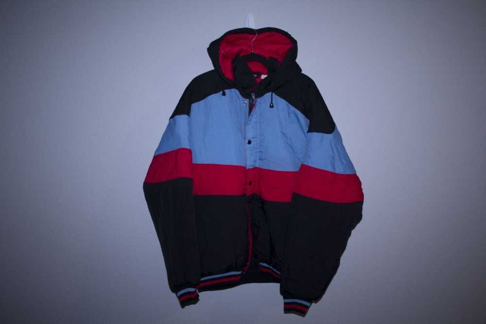 Vintage 90s Red Blue Black Puffer Jacket - image 1