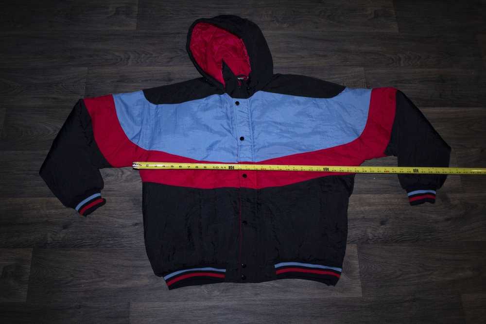 Vintage 90s Red Blue Black Puffer Jacket - image 3