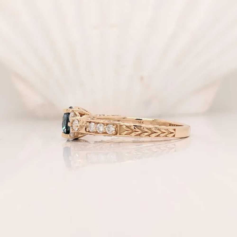 Vintage Inspired Blue Diamond Ring in Solid 14K G… - image 2