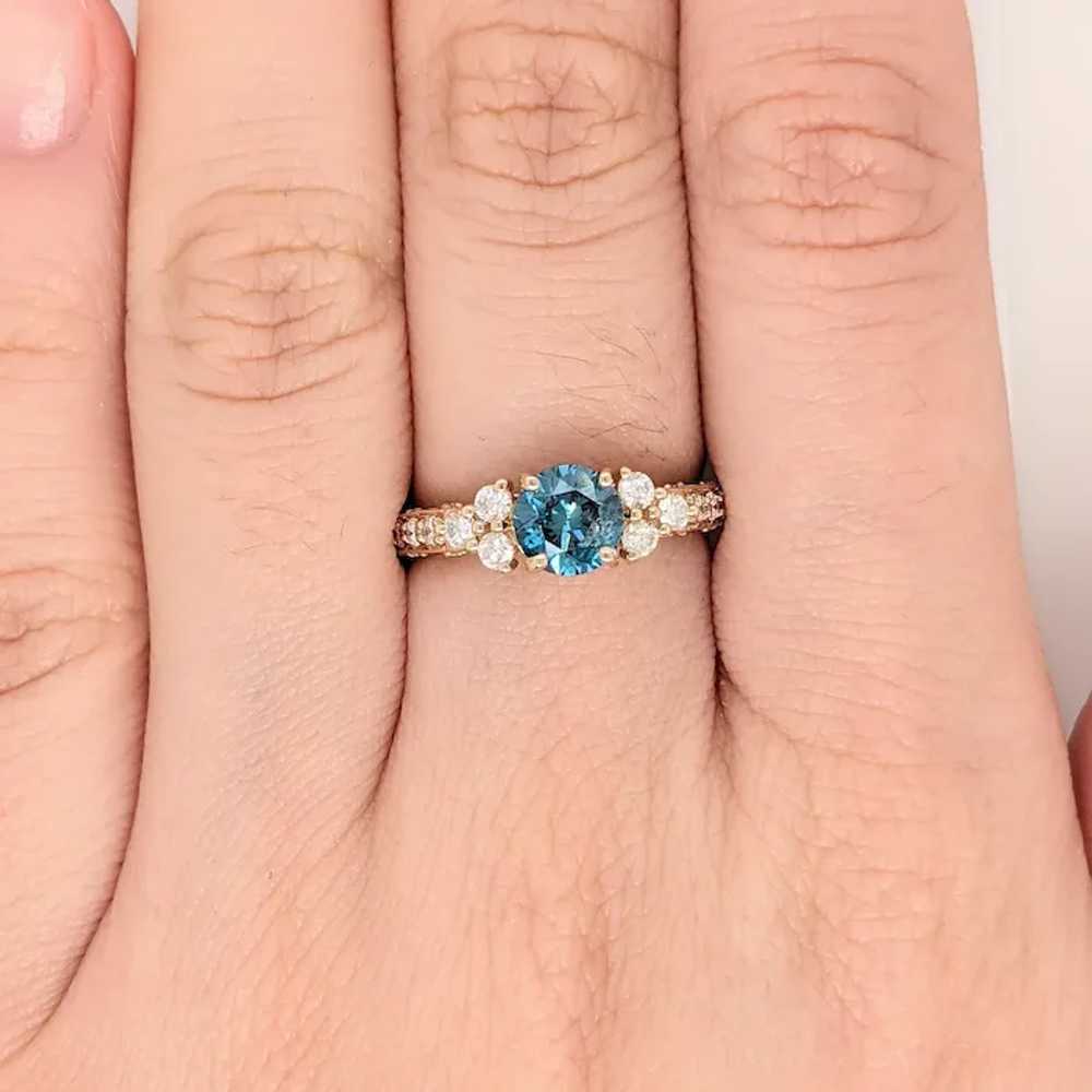 Vintage Inspired Blue Diamond Ring in Solid 14K G… - image 4