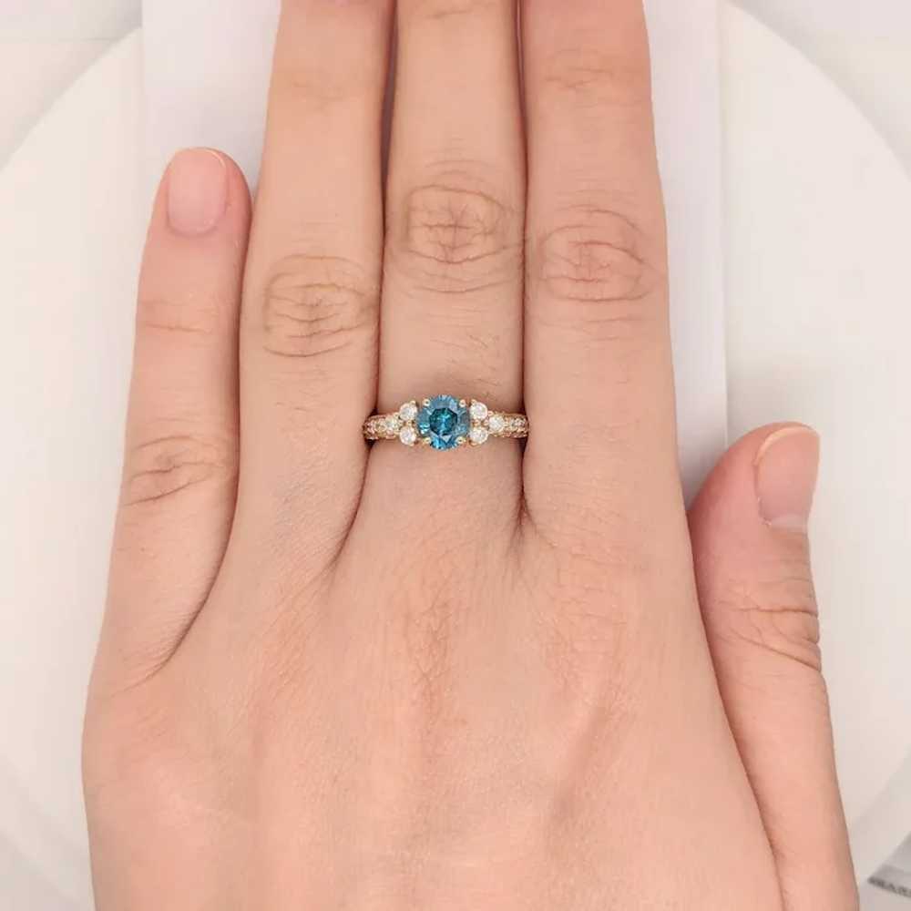 Vintage Inspired Blue Diamond Ring in Solid 14K G… - image 5