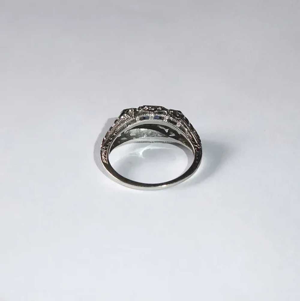 Art Deco 18k White Gold Filigree Diamonds & Sapph… - image 10