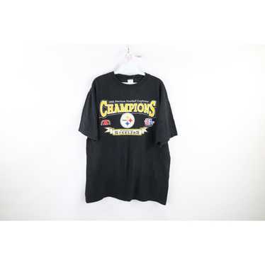 Vintage 90s Pittsburgh Steelers T Shirt Logo 7 XL AFC… - Gem