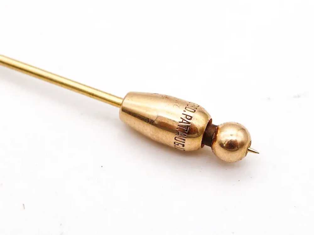 Edwardian 1909 Horse Stick Pin In 14Kt Gold And P… - image 5