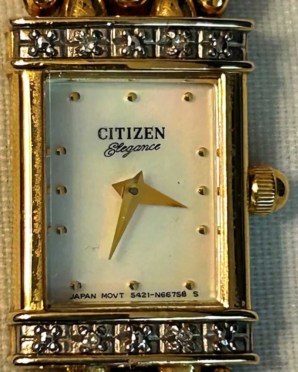 Mid Century  gold tone Citizen Elegance rectangul… - image 3