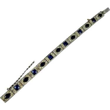 Fab Art Deco Blue & White Crystal Bracelet