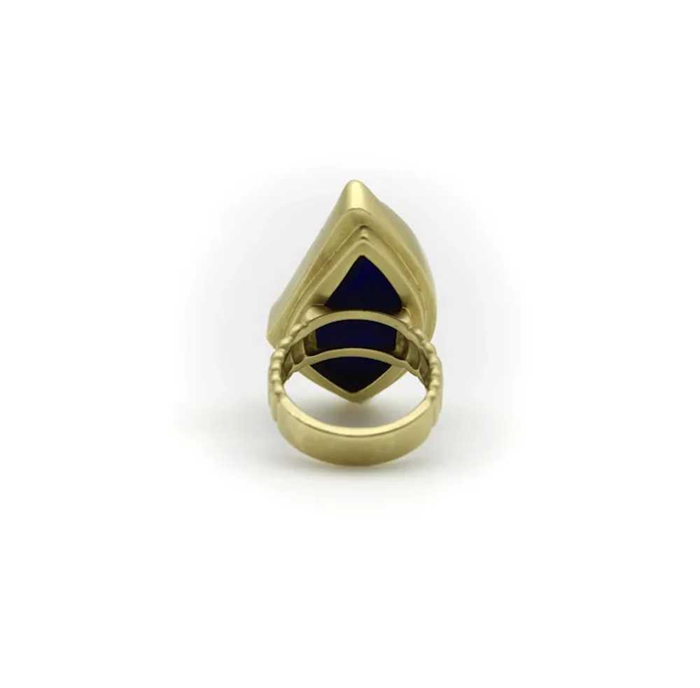 18K Gold Freeform Artisan Lapis Lazuli Ring - image 6