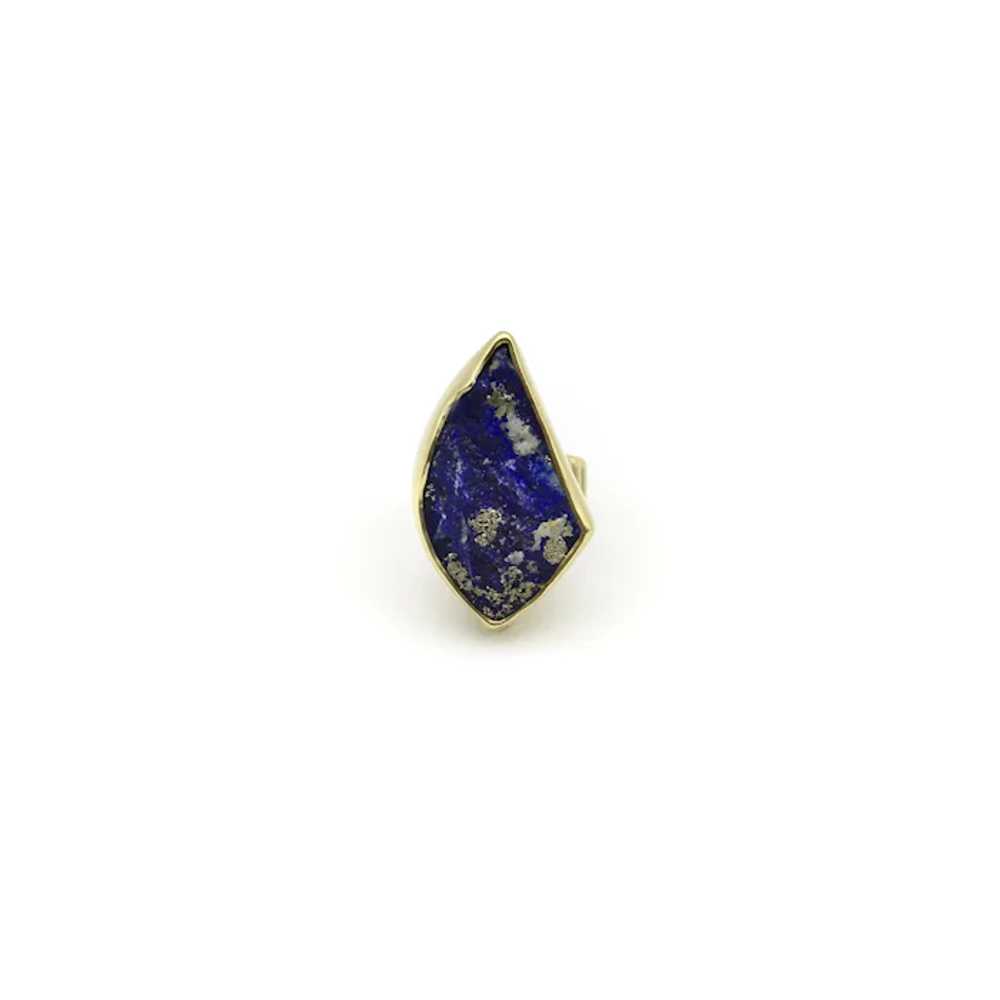 18K Gold Freeform Artisan Lapis Lazuli Ring - image 7