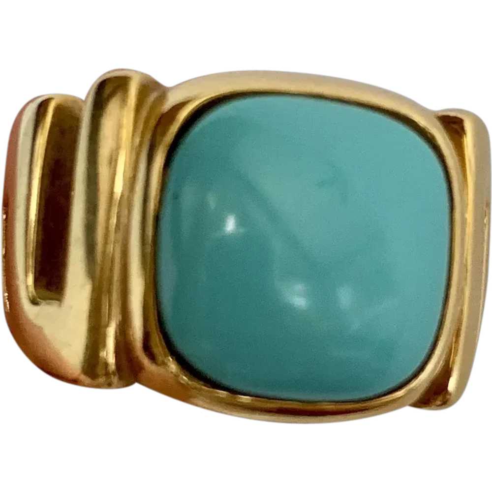 18k Gold and Persian Turquoise Ring - image 1