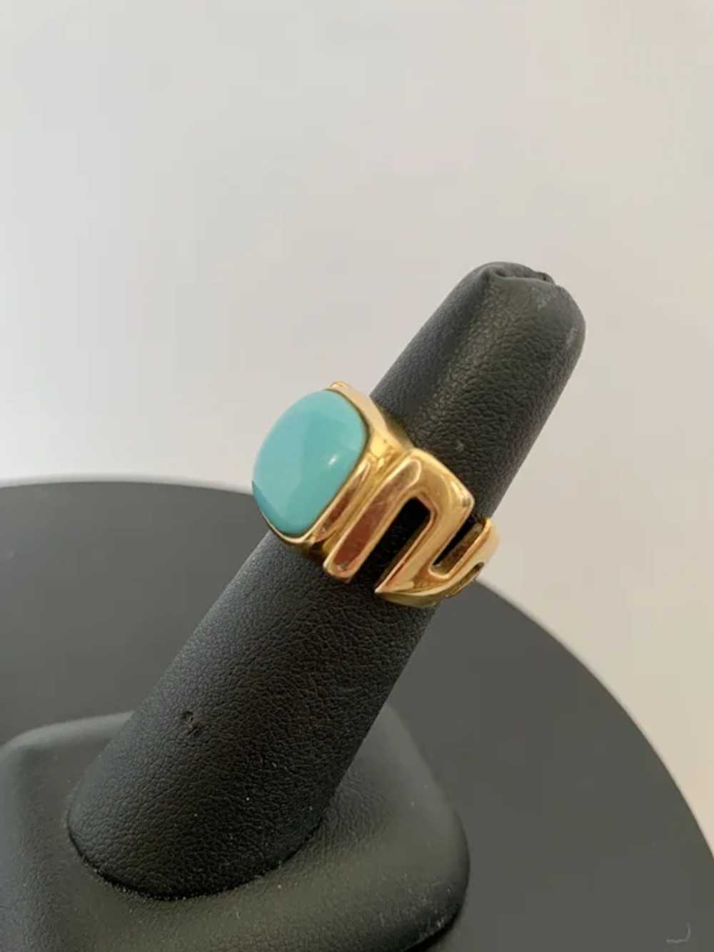 18k Gold and Persian Turquoise Ring - image 3