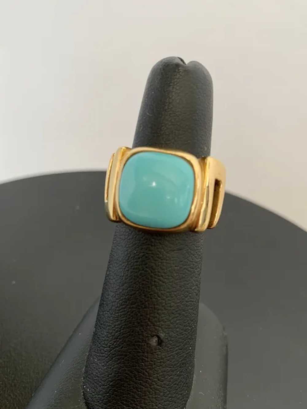 18k Gold and Persian Turquoise Ring - image 4