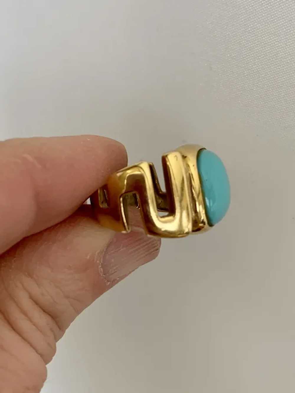 18k Gold and Persian Turquoise Ring - image 6