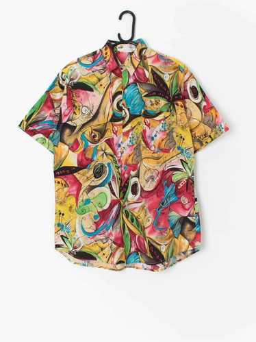 Vintage printed shirt with loud abstract art-styl… - image 1