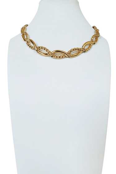 Vintage Gold-tone Dual Textured Rope Choker - image 1