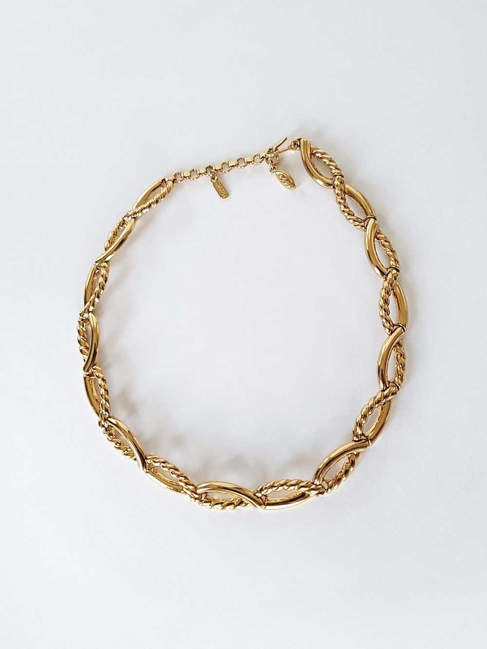 Vintage Gold-tone Dual Textured Rope Choker - image 2
