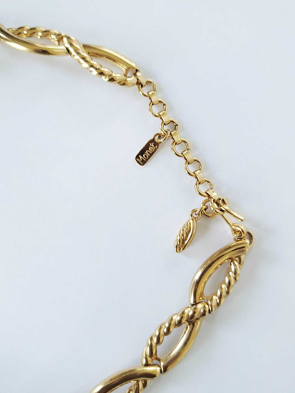 Vintage Gold-tone Dual Textured Rope Choker - image 3