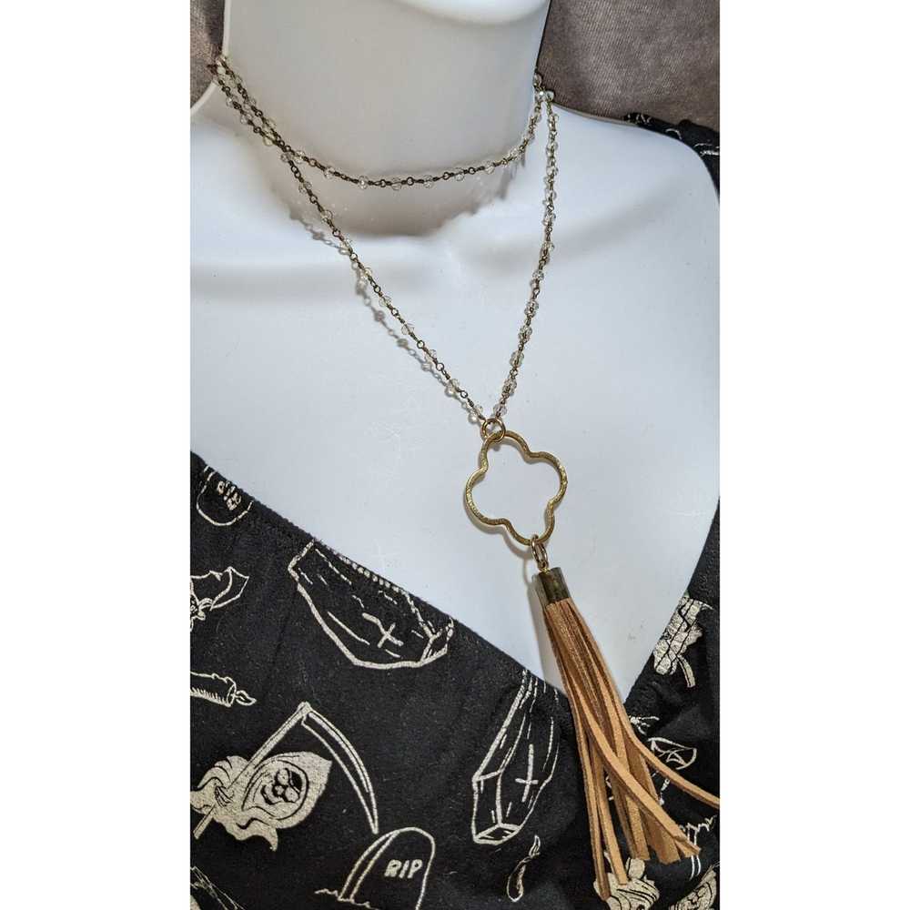 Other Gold Beaded Tassel Necklace - image 1