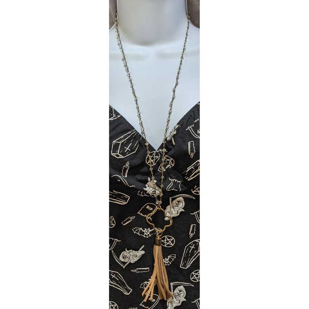 Other Gold Beaded Tassel Necklace - image 2