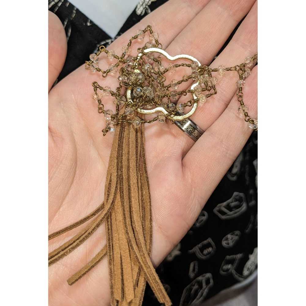 Other Gold Beaded Tassel Necklace - image 3