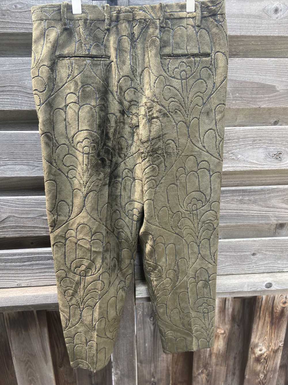 Luxury Green Velvet Jacquard Parachute Trousers - image 2