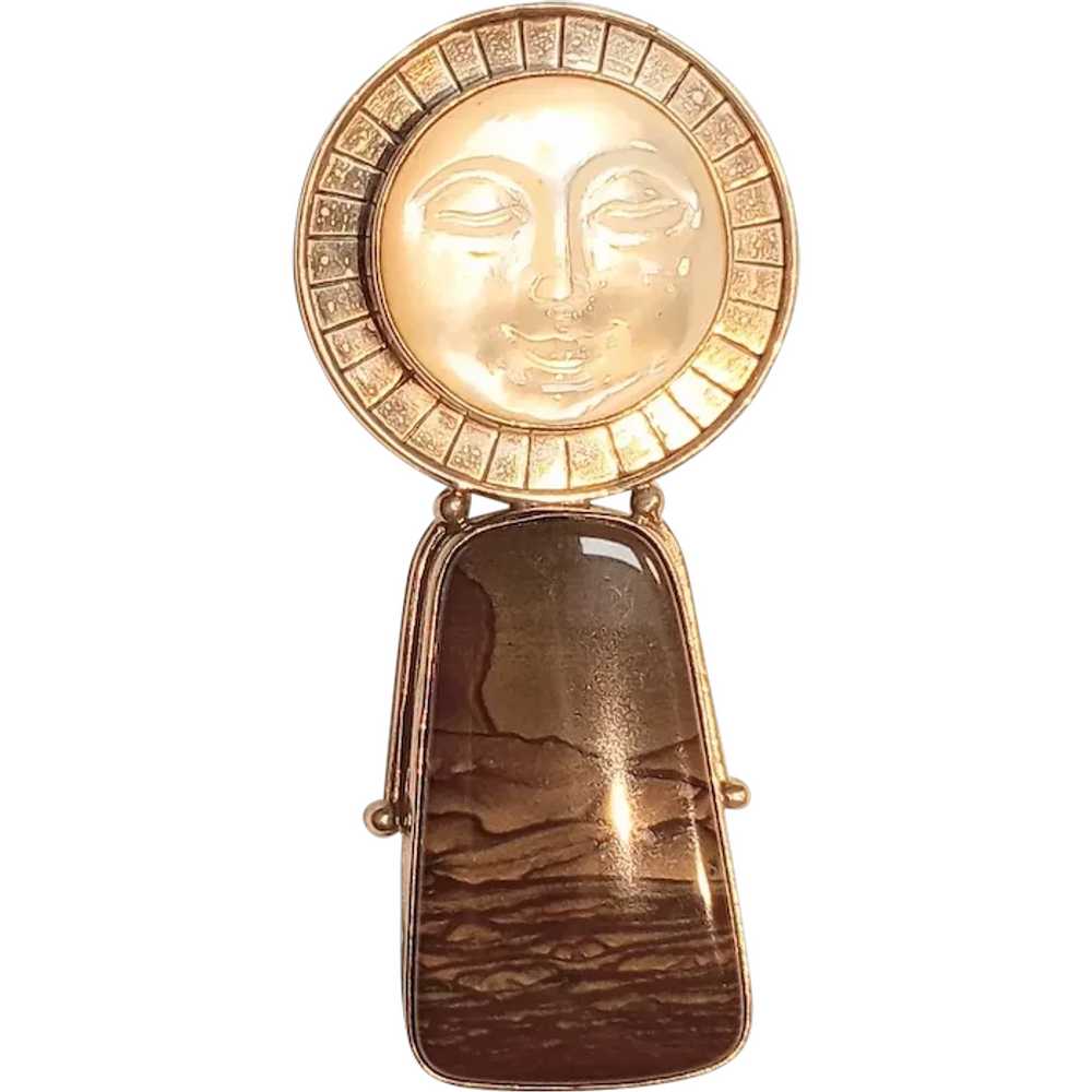 Sajen sterling silver moonface goddess pin pendant - image 1