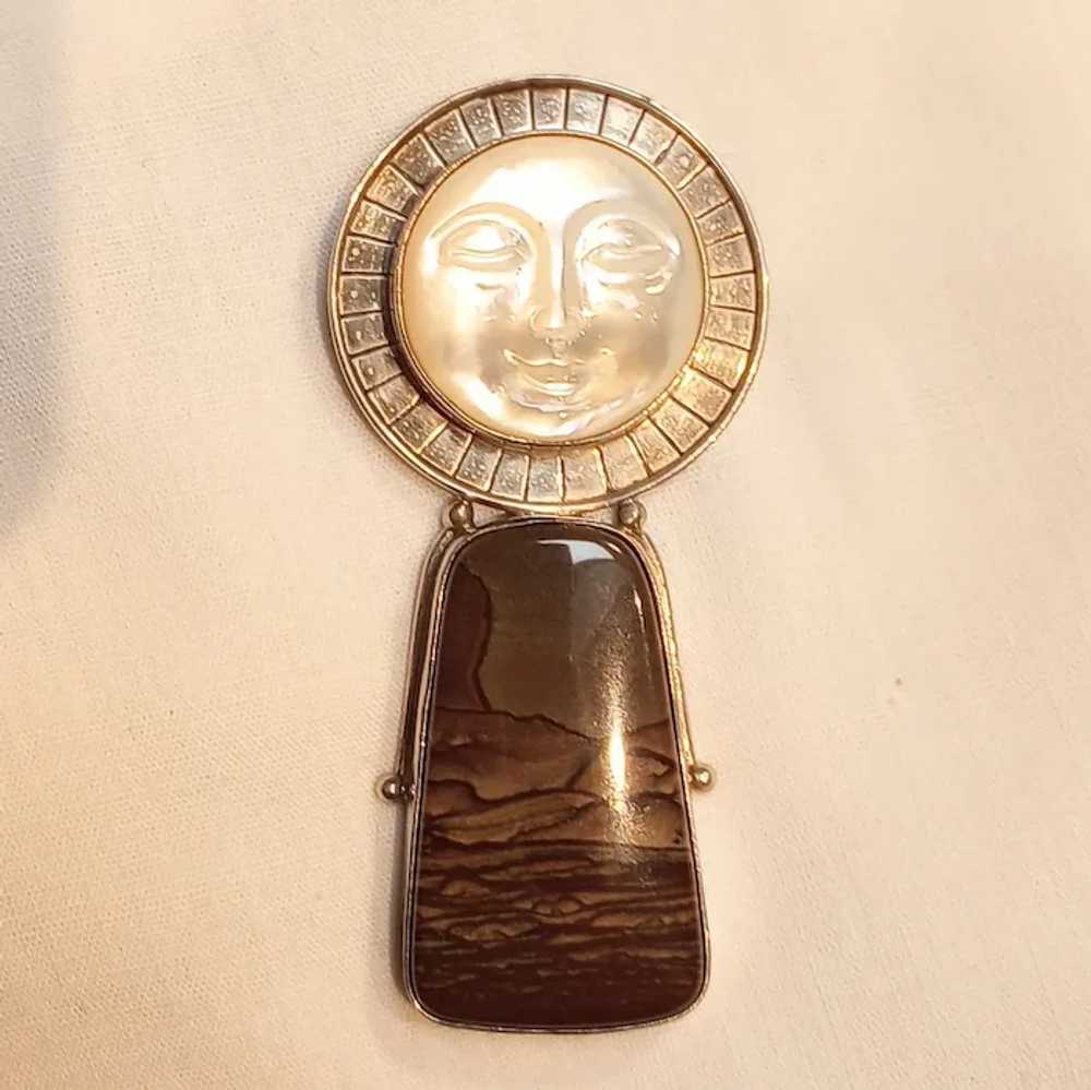 Sajen sterling silver moonface goddess pin pendant - image 4