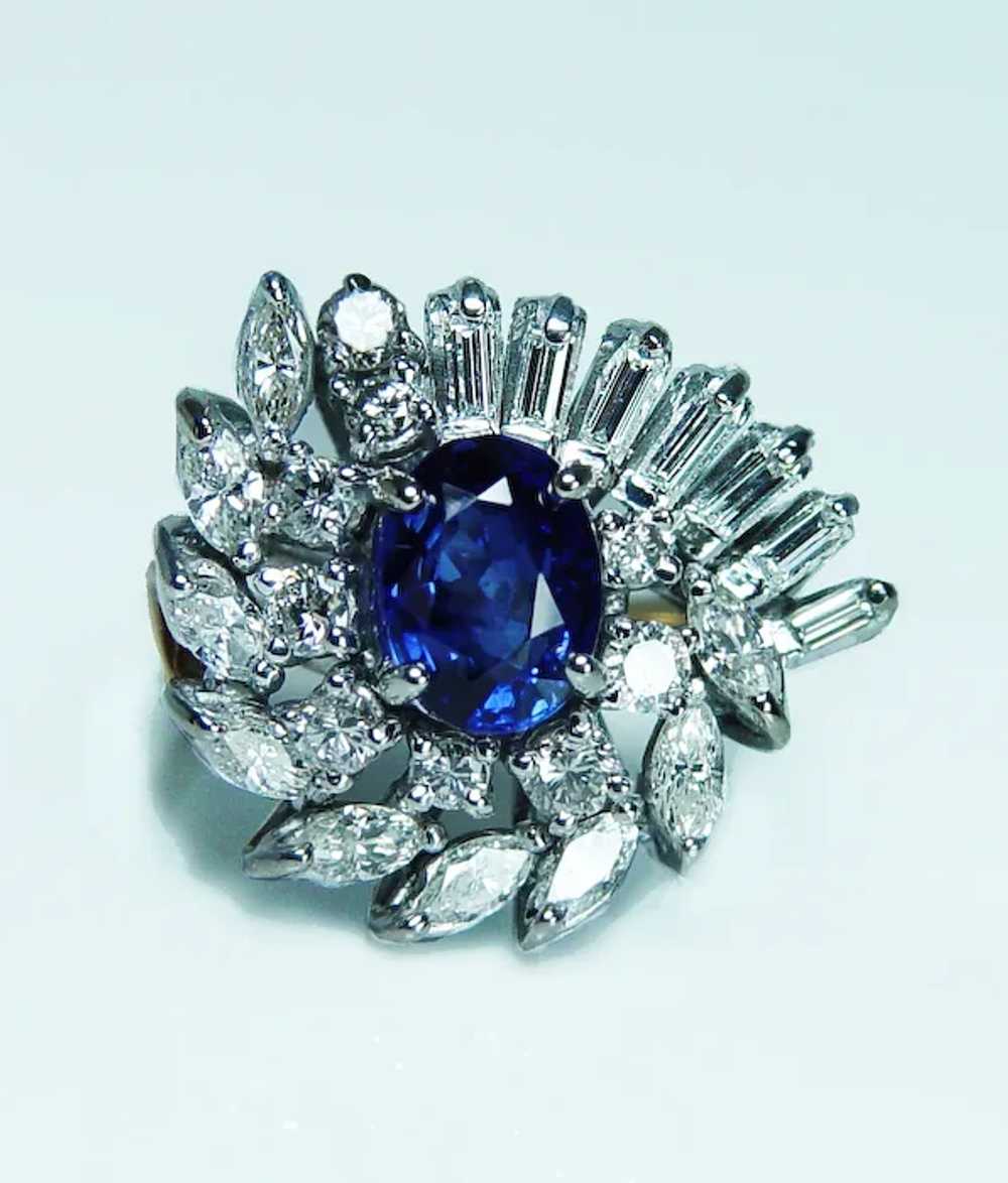 GIA Sri Lanka Sapphire Marquise Baguette Diamond … - image 3