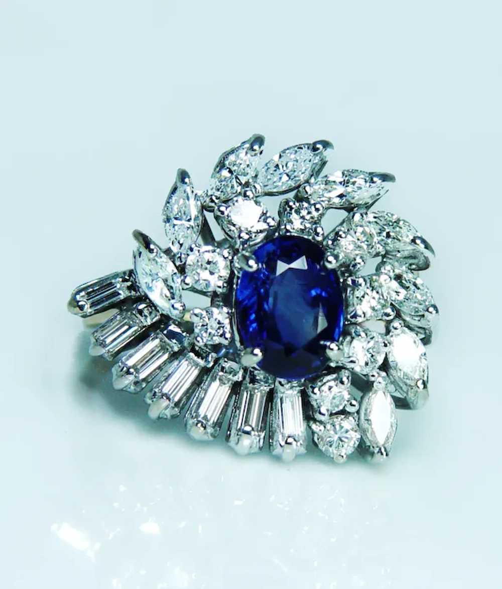 GIA Sri Lanka Sapphire Marquise Baguette Diamond … - image 5