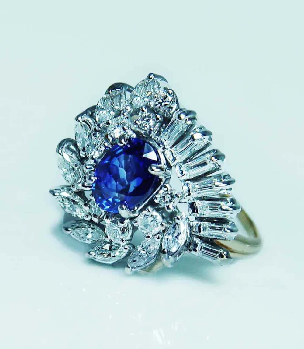 GIA Sri Lanka Sapphire Marquise Baguette Diamond … - image 6