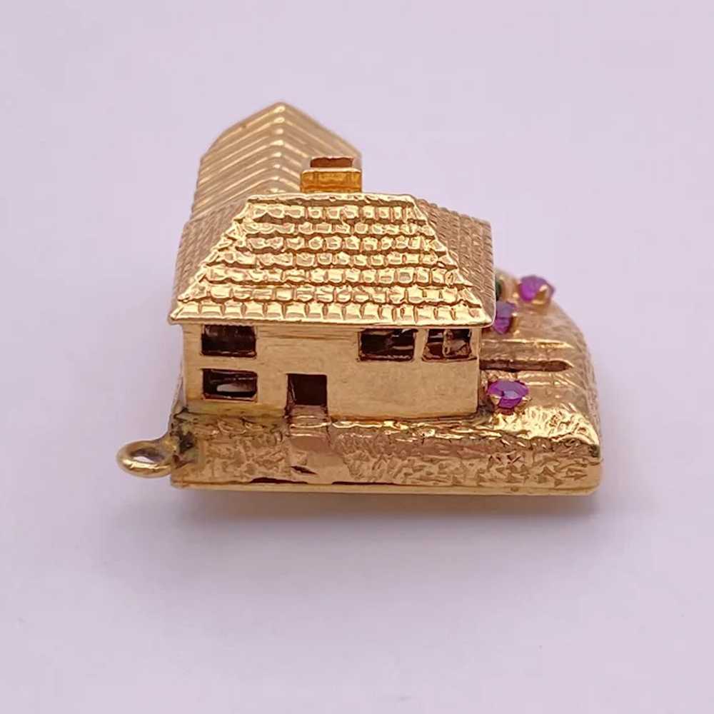 BIG Jeweled Mechanical Charm House with Car 14K G… - image 5