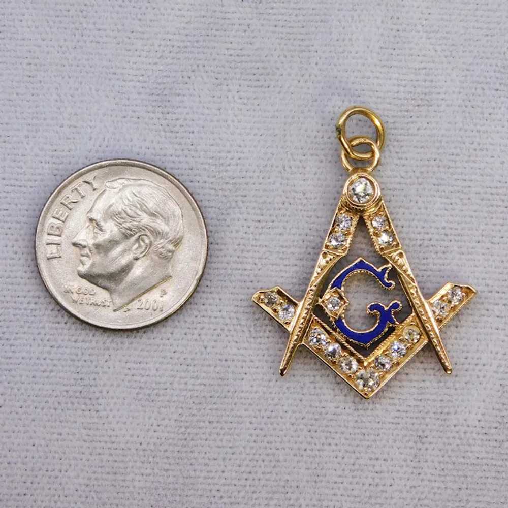 Antique Masonic 14K Gold 0.8Ct Old European Cut D… - image 6