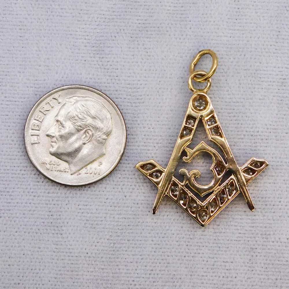 Antique Masonic 14K Gold 0.8Ct Old European Cut D… - image 7