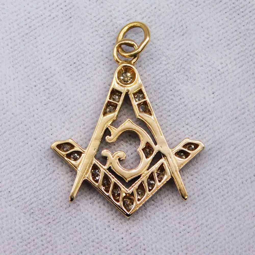 Antique Masonic 14K Gold 0.8Ct Old European Cut D… - image 8
