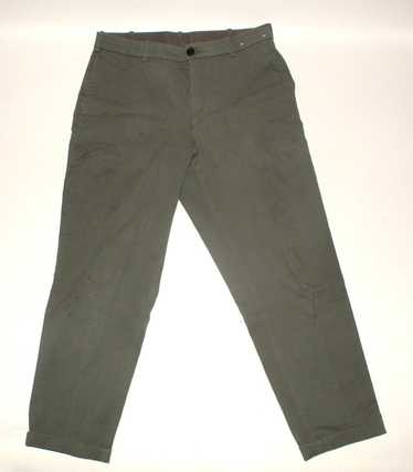 Uniqlo Ezy Pant Women Medium Olive Green Chino Ankle Cotton 2 Way Stretch  Casual