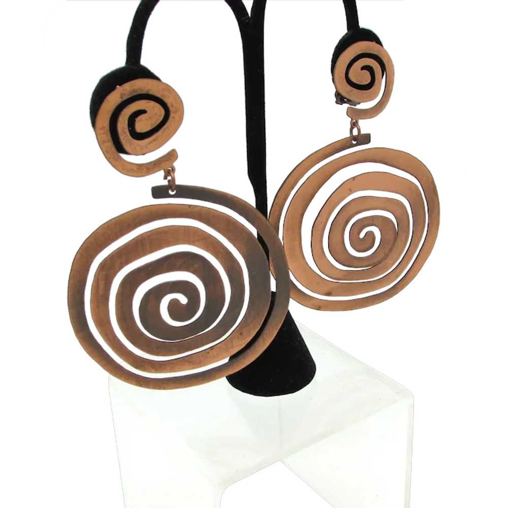 Coiled Copper Concentric Circle Earrings - image 1