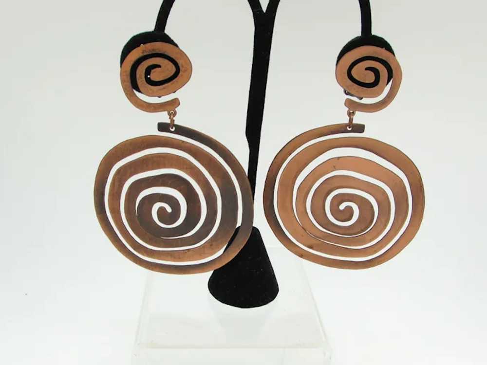 Coiled Copper Concentric Circle Earrings - image 2