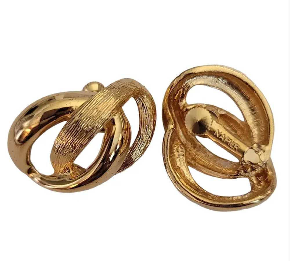 Napier Gold-Tone Connected Links Clip-On Earrings… - image 2