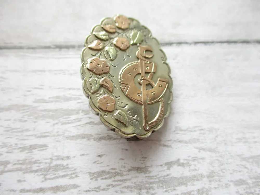 Antique Victorian Horseshoe Brooch Forget Me Not … - image 3